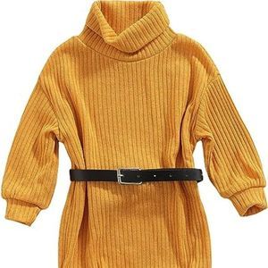 Kids Girls Turtleneck Sweater Long Sleeve Knitted Pullover Toddler Solid Color